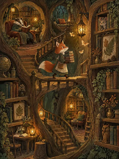 La biblioteca del bosco a mezzanotte